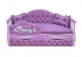 Кровать 160 серии Иллюзия 2 ящика 67 Светло-фиолетовый (подушки/мягкий бортик) в Кольцово - kolcovo.mebel54.com | фото