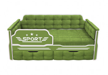 Кровать 190 серии Спорт 2 ящика 76 Зелёный (мягкие боковые накладки) в Кольцово - kolcovo.mebel54.com | фото