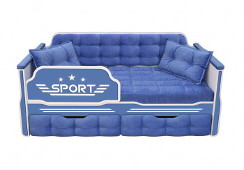Кровать 190 серии Спорт 2 ящика 85 Синий (подушки) в Кольцово - kolcovo.mebel54.com | фото