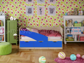 Кровать Бабочки 1,6м (Синий матовый) в Кольцово - kolcovo.mebel54.com | фото