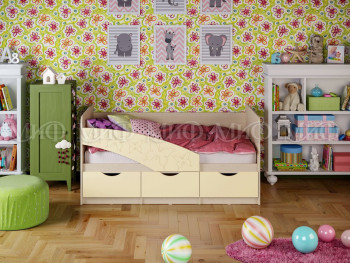 Кровать Бабочки 1,6м (Ваниль матовый) в Кольцово - kolcovo.mebel54.com | фото