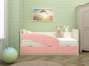 Кровать Бабочки 2,0м (Розовый металлик) в Кольцово - kolcovo.mebel54.com | фото