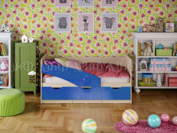 Кровать Бабочки 2,0м (Синий металлик) в Кольцово - kolcovo.mebel54.com | фото