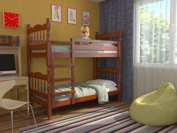 Кровать двухъярусная Соня из массива сосны 800*1890 Орех в Кольцово - kolcovo.mebel54.com | фото