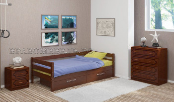 Кровать одинарная ГЛОРИЯ из массива сосны  900*2000 (Орех) в Кольцово - kolcovo.mebel54.com | фото
