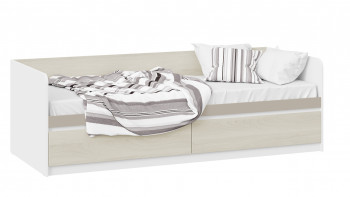 Кровать «Сканди» с 2 ящиками Дуб Гарден/Белый/Глиняный серый в Кольцово - kolcovo.mebel54.com | фото