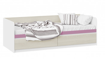 Кровать «Сканди» с 2 ящиками Дуб Гарден/Белый/Лиловый в Кольцово - kolcovo.mebel54.com | фото