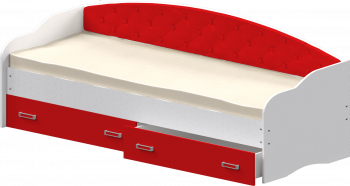 Кровать Софа-8 с мягкой спинкой (900х1900) Белый/Красный в Кольцово - kolcovo.mebel54.com | фото