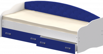Кровать Софа-8 с мягкой спинкой (900х2000) Белый/Синий в Кольцово - kolcovo.mebel54.com | фото