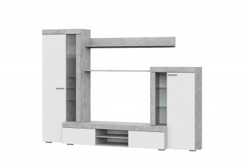 Мебель для гостиной МГС 5 Цемент светлый / Белый в Кольцово - kolcovo.mebel54.com | фото