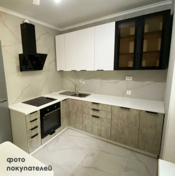 Модульная кухня Норд 1,6 м (Софт даймонд/Камень беж/Белый) в Кольцово - kolcovo.mebel54.com | фото