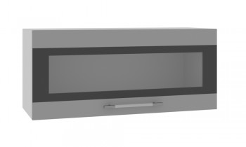 Норд ШВГС 800 Шкаф верхний горизонтальный со стеклом (Софт черный/корпус Венге) в Кольцово - kolcovo.mebel54.com | фото