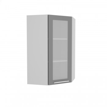 Норд ШВУС 600Н Шкаф верхний угловой (премьер) высокий (Софт черный/корпус Белый) в Кольцово - kolcovo.mebel54.com | фото
