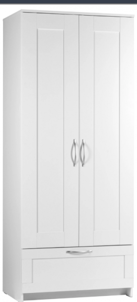 Шкаф двухдверный Сириус с 1 ящиком белый в Кольцово - kolcovo.mebel54.com | фото