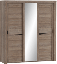 Шкаф трехдверный Соренто с раздвижными дверями Дуб стирлинг/Кофе структурный матовый в Кольцово - kolcovo.mebel54.com | фото