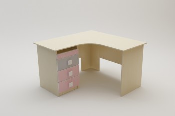 Стол угловой Грэйси (Розовый/Серый/корпус Клен) в Кольцово - kolcovo.mebel54.com | фото